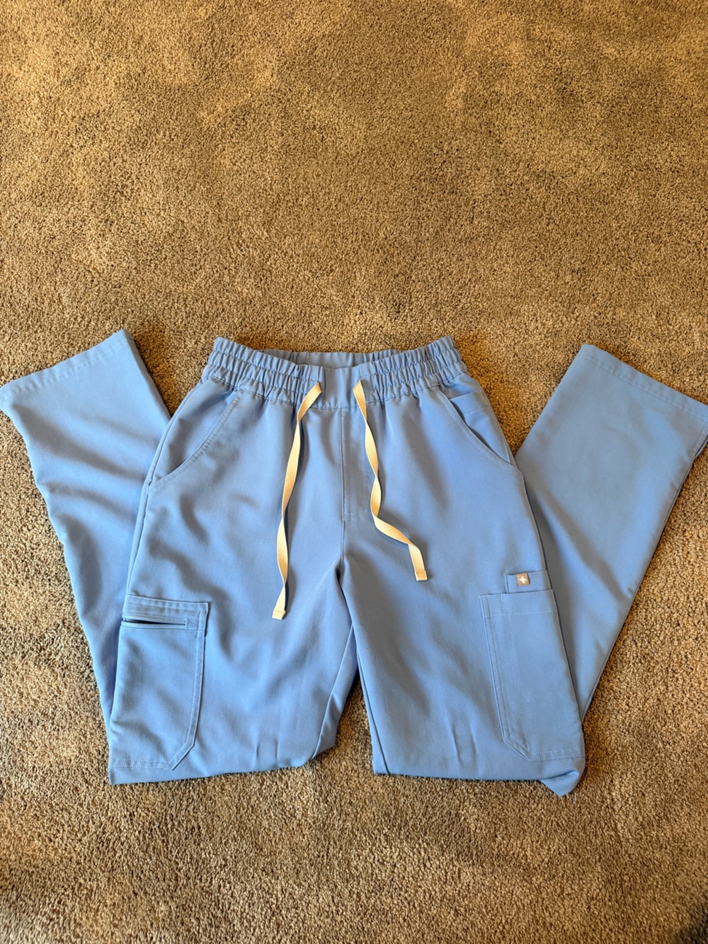 Figs Women's high rise yolas Cargo Scrub Pants in Light Blue
